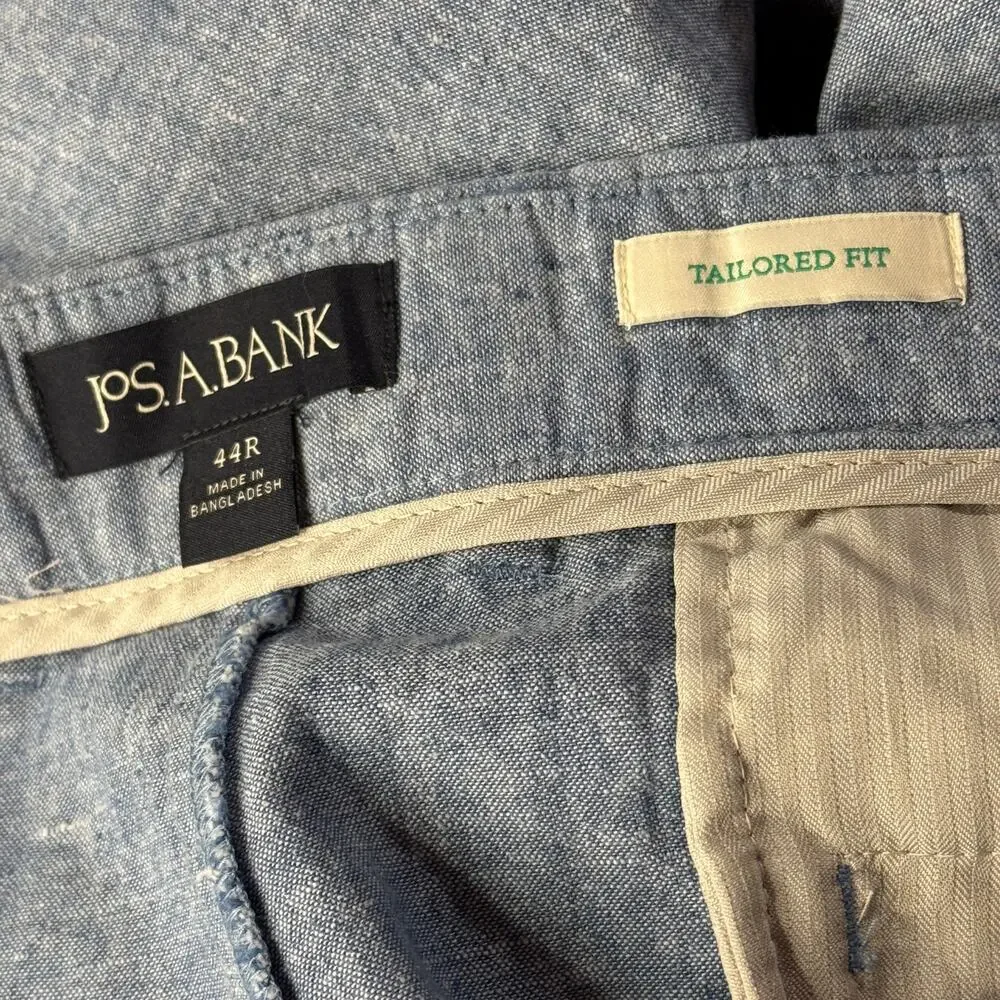 Jos. A. Bank Mens SZ 44 Linen Blend Shorts Tailored Fit Pockets Lightweight Blue